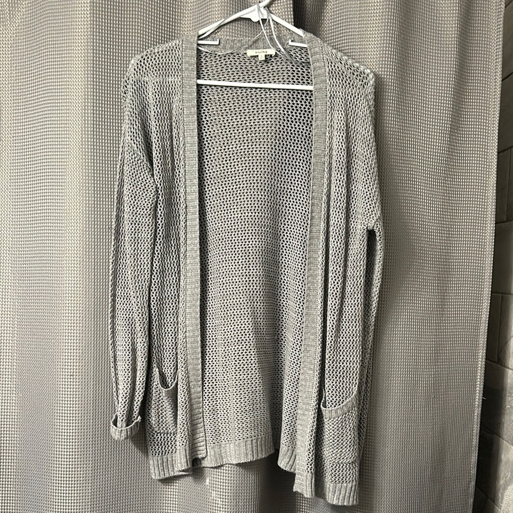 Gray Open Knit Cardigan